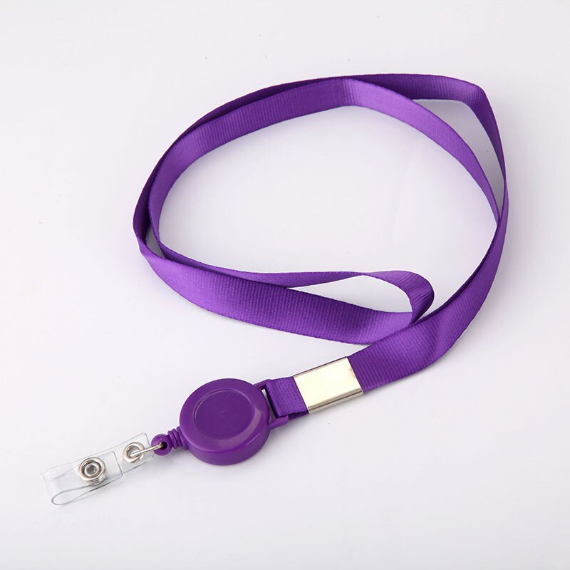 1 szt. Etui na karty kredytowe chowany smycz na szyję ID nazwa karty autobusowej odznaka klips na identyfikator: FIOLETOWY