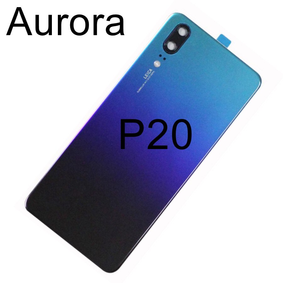 Back Glass Cover For Huawei P20 Pro Back Cover Battery Door Glass P20 Lite Rear Housing Panel Case With Camera Lens Replacement: P20-Aurora