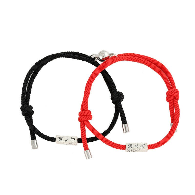 2Pcs Minimalistische Bijpassende Vriendschap Armband Touw Gevlochten Paar Magnetische Trekken Elkaar Afstand Armband Minnaar Sieraden