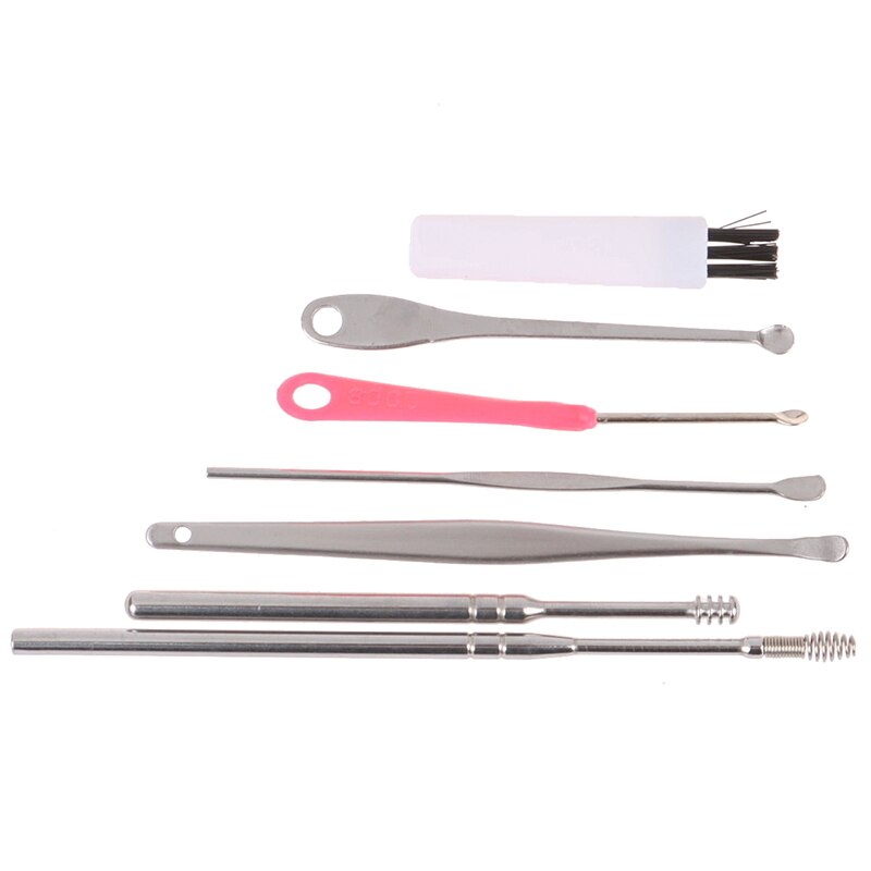 7 Stks/set Ear Wax Pickers Rvs Earpick Wax Remover Curette Oor Pick Schoner Oor Schoner Lepel Zorg Oor Schoon tool