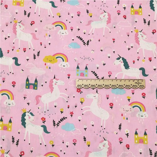 160x50cm Rainbow Unicorn Print Cotton Twill Fabric... – Grandado