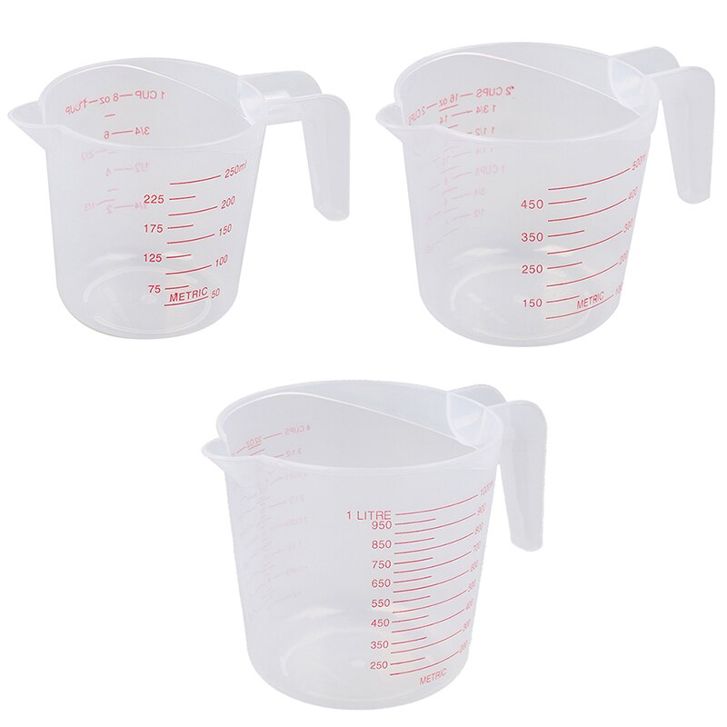 250/500/1000 ML/100 ML Plastic Maatbeker Kruik Giet Uitloop Oppervlak Keuken Tool Levert cup met afgestudeerd Keuken