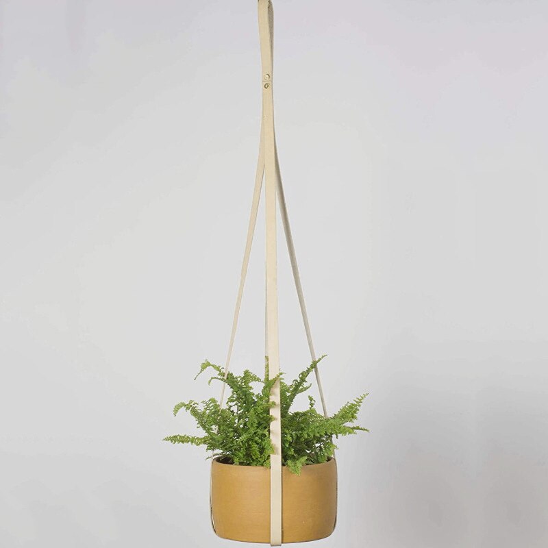 Pu læderplantepottehænger moderne hængende planter til væg indendørs husplanter kaktus og saftige hængende planteholder