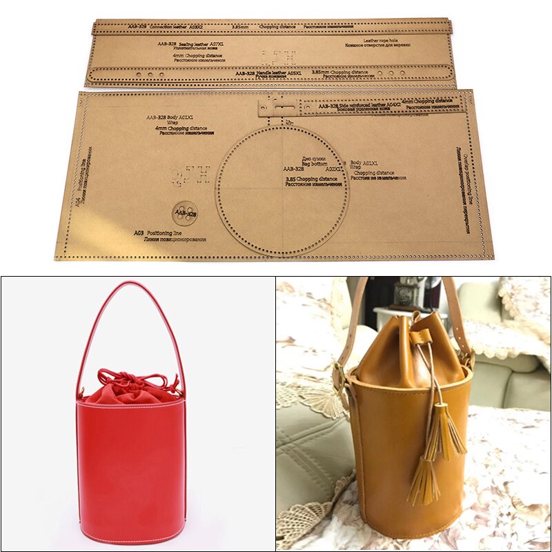 Borsa a secchiello in pelle fatta a mano fai-da-te borsa a tracolla borsa a tracolla modello di disegno modello di carta kraft disegno borsa cilindro in pelle fai da te