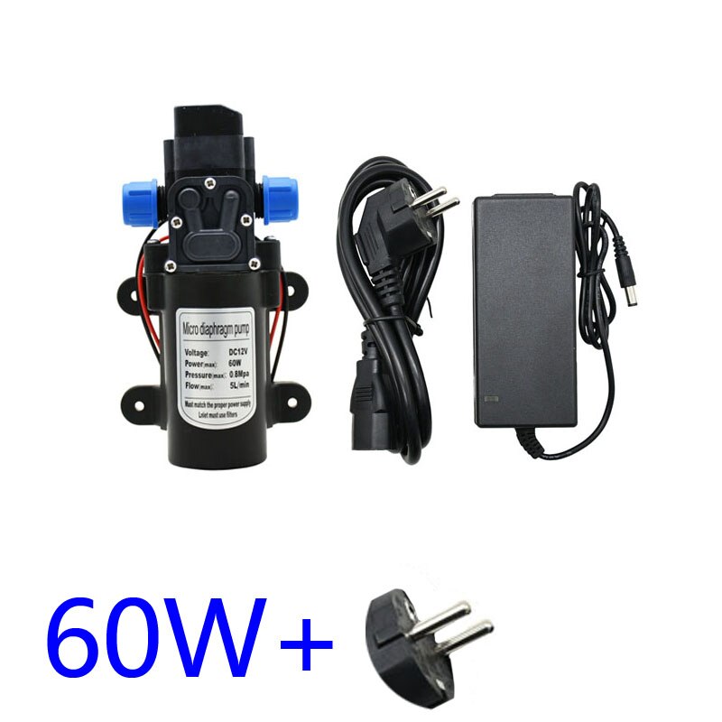 Dc 12 Volt Hoge Druk Waterpomp 60 W 80 W Micro Membraanwaterpomp Met Druk Zelfaanzuigende booster 12 Volt Adapter 1 Pcs: 60Wx12V