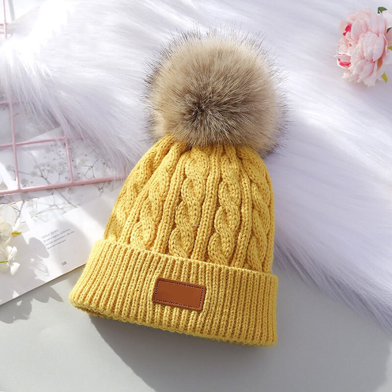 Pompom Baby Hoed Winter Dikke Warme Gebreide Beanie Hoeden Voor Baby Jongens Meisjes Bonnet Peuter Kids Effen Kleur Pasgeboren Cap