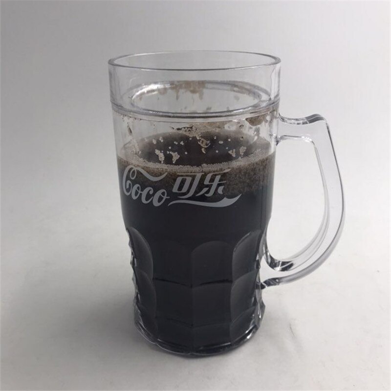 funny Summer Cold Beer Mug Spoofing Water Ice Cup Mezzanine Double Layer Refrigeration Coffee Tea Milk cafe Novelty: O- 1 Pc