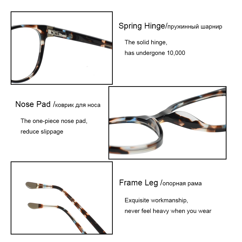 Glasögon runda acetat glasögon närsynthet glasögon dam båge klar linsbåge optiska demi glasögon bågar kvinnor cirkel glasögon
