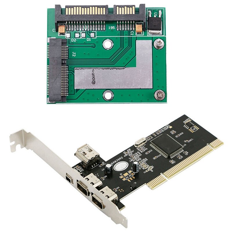 1Pcs Mini Msata Ssd Zu 2,5 Zoll Sata3 6,0 Gps Adapter & 1Pcs Pci 4 Ports 4/6 Pin controller Video Capture Card Adapter