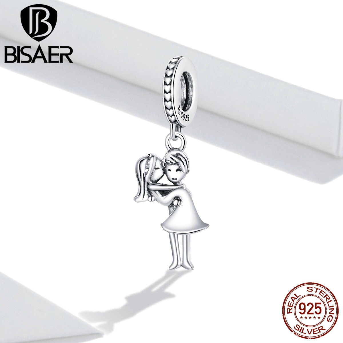 BISAER Perline 925 sterlina d'argento Romantico Braccia trasportare Ciliegie Pendenti E Ciondoli Amanti Del Pendente Misura il Braccialetto Dei Monili Della Collana EFC363