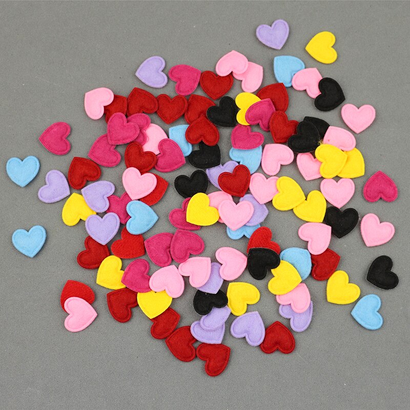 200 stk mini love heart polstret patch filt stof applikationer gør-det-selv håndværksartikler scrapbog basteln materialer hårnåle hårtilbehør