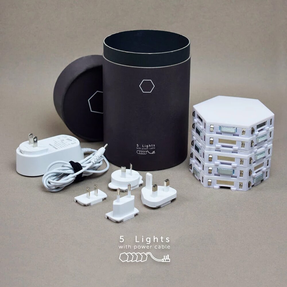 Nueva iluminación sensible al tacto colorida lámpara cuántica Modular luces de noche LED lámparas de montaje magnético Hexagonal decoración de pared Lampara: 5pcs set White