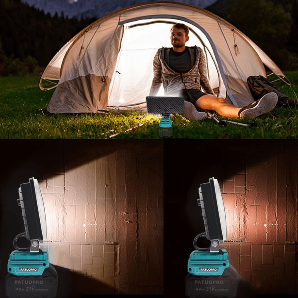 PATUOPRO 84 LED Cordless Work Light Jobsite Spotlight Portable Rechargeable Home Flashlight For Makita 18V Battery (No Battery)