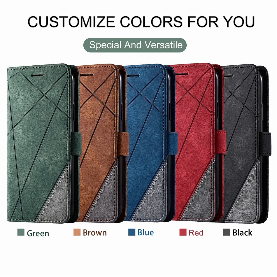 Neutral Style Phone Holster For Oneplus 8 Pro 1+8 1+8Pro One plus 8 8Pro Stripe Rhombus Leather Case Hit Color Stand Cover O21G