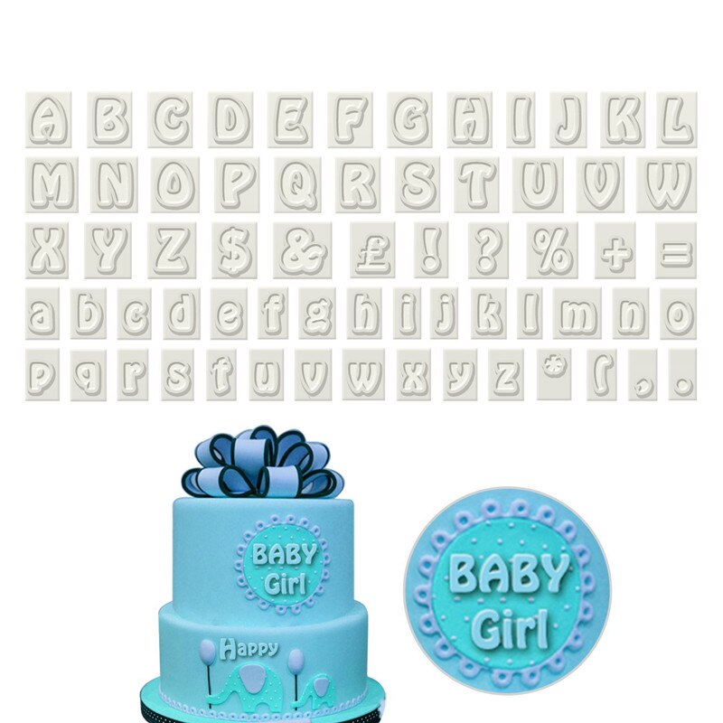 64 tegn store og små bogstaver alfabet sæt småkage udstikker sugarcraft bage kage form plast kage udstikker fondant værktøj