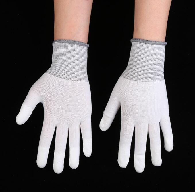 Esd-veilige handschoenen met koolstofnylon voering, antistatisch,  pu 1 paar antistatische handschoenen, antistatische esd-handschoenen voor elektronisch werk.: Zwart / M