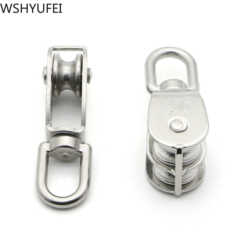 Stainless Steel Pulley M15 M20 M25 M32 M50 Single Wheel Swivel Transport Lifting Pulley Blocks Lifting Wheel Double pulley Tools