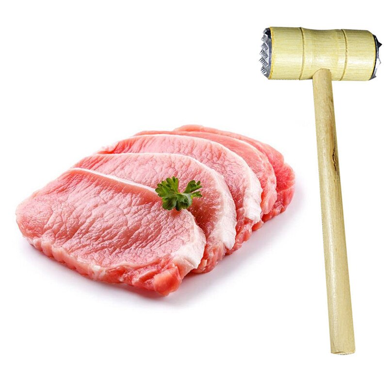 Trä dubbelsidig kött hammare kött öm hammare biff verktyg fläsk hacka hammare köksmaterial