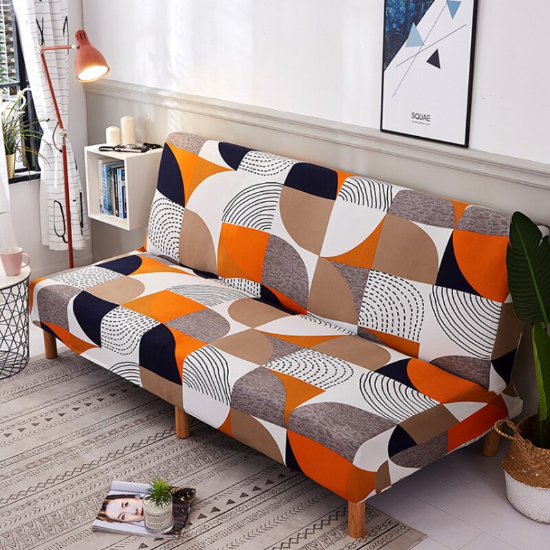 All-inclusive Sofa Cover without Armrest Folding Stretch Sofa Bed Covers For Living Room Universal Elastic Couch Cover 160-190cm: Printing 01