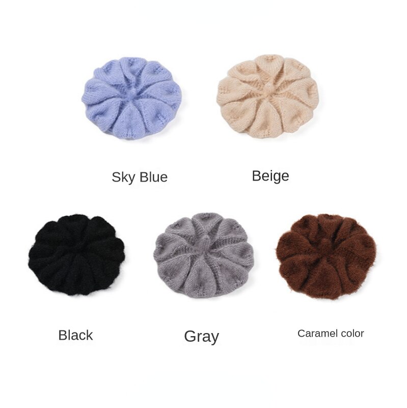 Autumn and Winter Women's Hat Knitted Warm Beret Love Pattern Painter Barette Hat Winter Hat