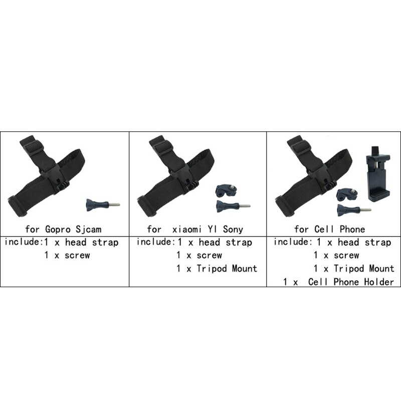 Huvudremsfäste för sjcam eken gopro hero 8 7 6 5 yi 4k sony action cam tillbehör selebälte för iphone mobiltelefonhållare