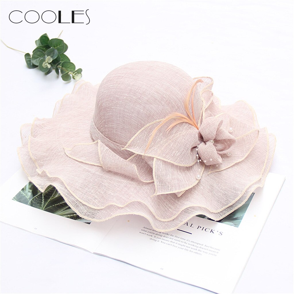 Elegante Frauen Sonnenhut frauen Organza Kirche Kentucky Fascinator Braut Tee Party Hochzeit Hütte Gorras шляпа женская летняя