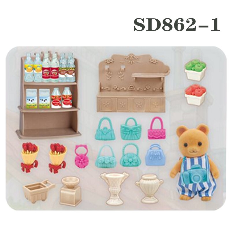 1:12 Forest Animal Family Picnic Tent Set Toy Furniture Miniature 1/12 Bear Squirrel with tail Girl Pretend Play Set Christmas: SD862-1