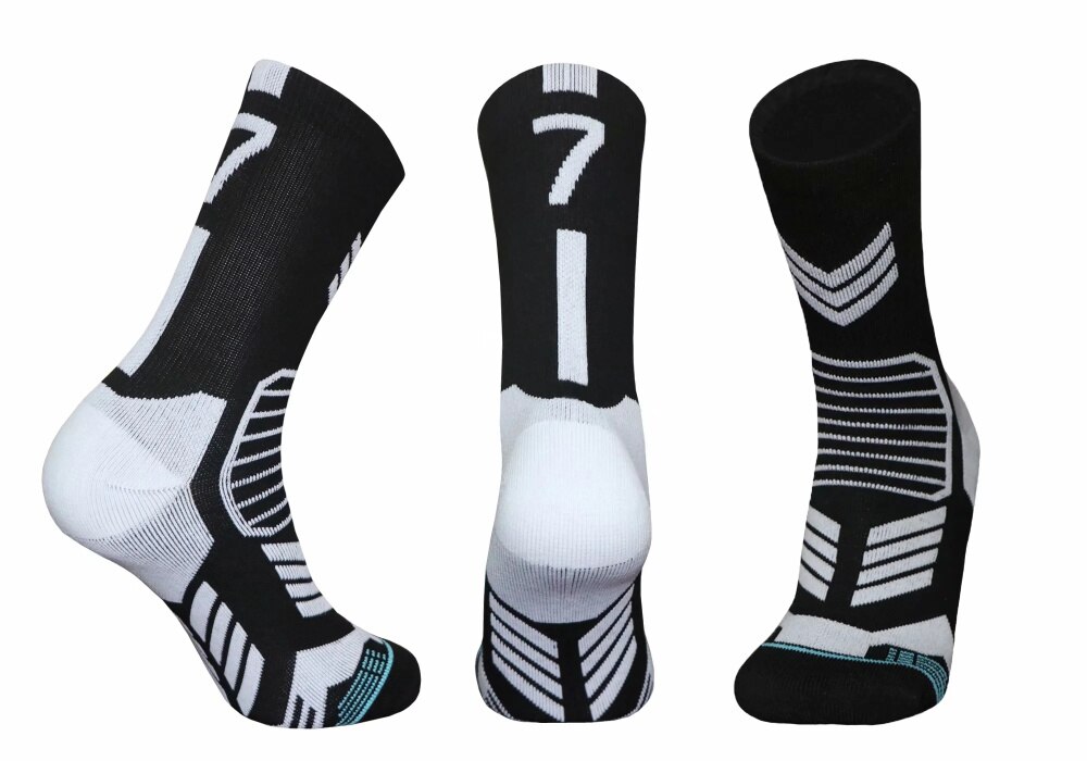 Freies kollokation 0-9 anzahl Basketball Socken Dicke Sport Radfahren Socken Nicht-rutsch Langlebig Skateboard Handtuch Boden Socken: 7 black 1pcs