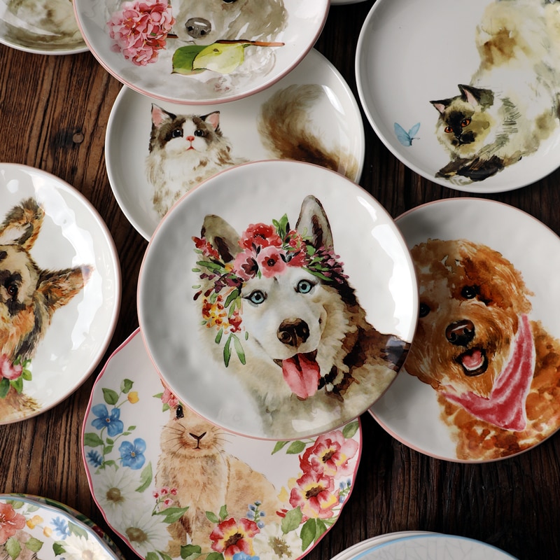 Middagstallerkener keramisk service fade og tallerkner sæt tegneserie frugt tallerken til morgenmad kage snacks dessert porcelæn