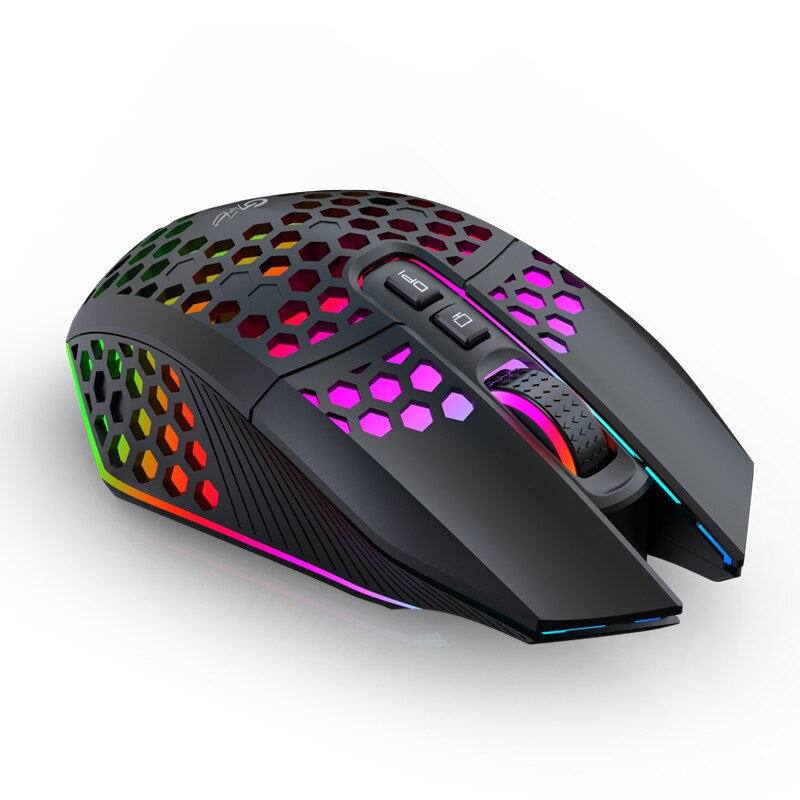 Gaming Wireless Mouse Honeycomb Hollow Ergonomic Mouse 2.4GHz Wireless USB 8 Keys 1600 DPI Mute RGB Light Mice For PC Laptop