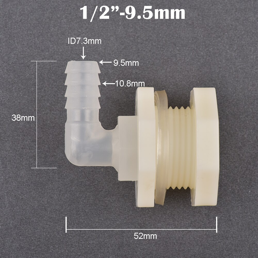 1 Set Abs 1/2 Inch Tot 6.4 ~ 20Mm Elleboog Watertank Connector Aquarium Tuin Irrigatie Slang Gezamenlijke Water pijp 90 Graden Adapter: 9.5mm