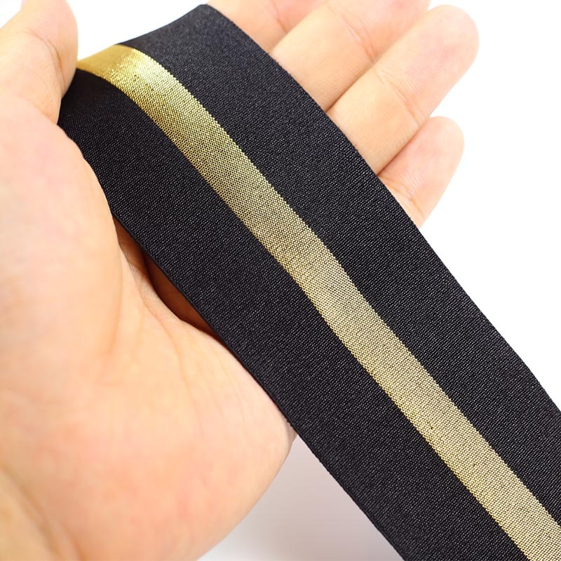 Guldstribe elastikbånd 50mm elastiske bånd tøjtasker bukser elastisk gummi 4cm webbing gør-det-selv sytilbehør