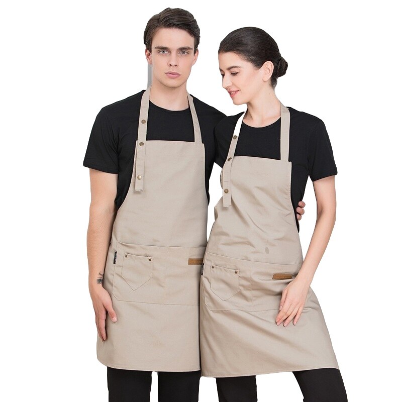 Unisex Werk Schort Voor Chef Verstelbare Kapper Schorten Keuken Uniformen Ober Werkkleding Food Service Restaurant Cook Bib: Beige Apron