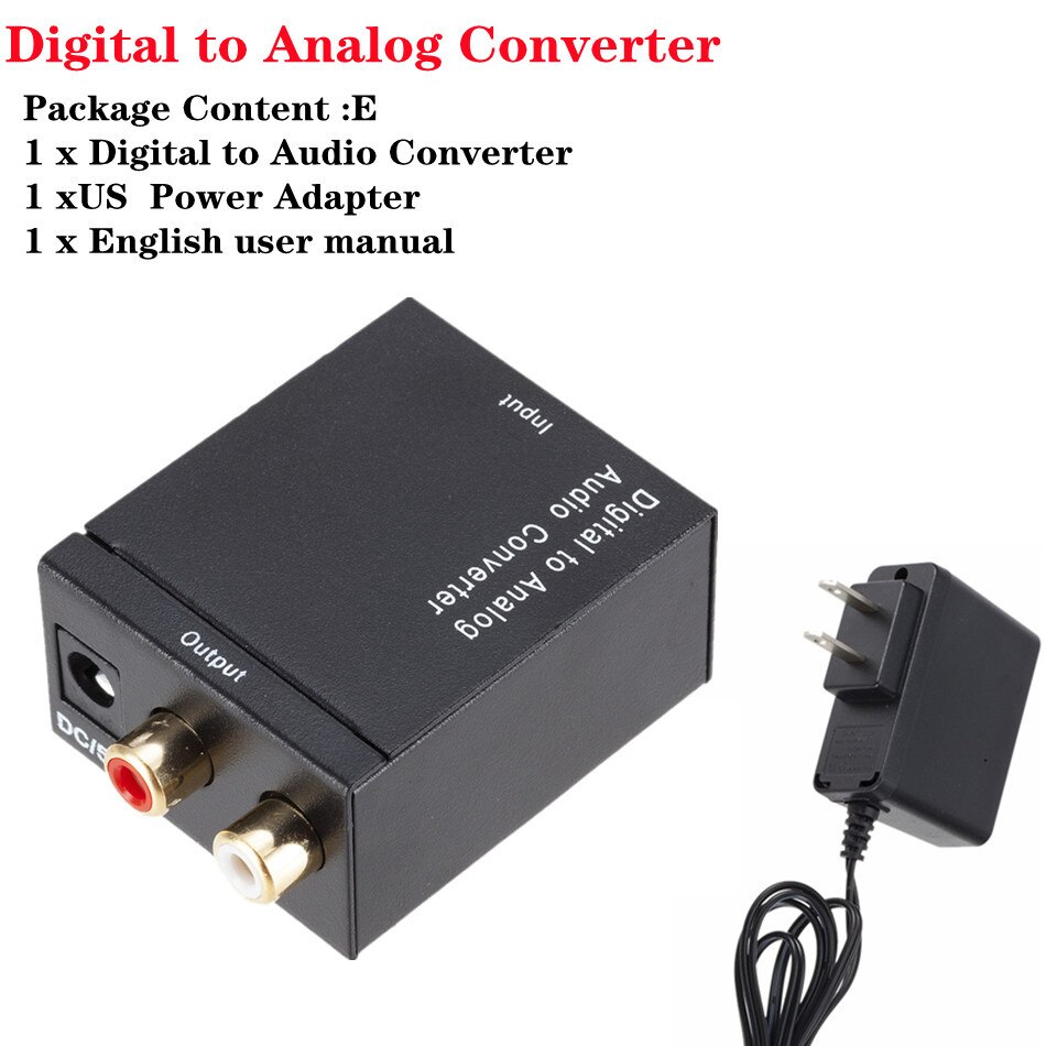 Digitaal Naar Analoog Audio Converter Digitale Optische Coaxcoaxialtoslink Naar Analoog Rca L/R Audio Converter Adapter Versterker: E