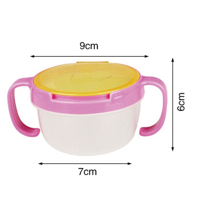 Kids Food Snacks Cup Candy Biscuit Anti Spill Storage Holder Tank Non Spilling Dish Bowl Cup With Cover Handle for Baby Feeding