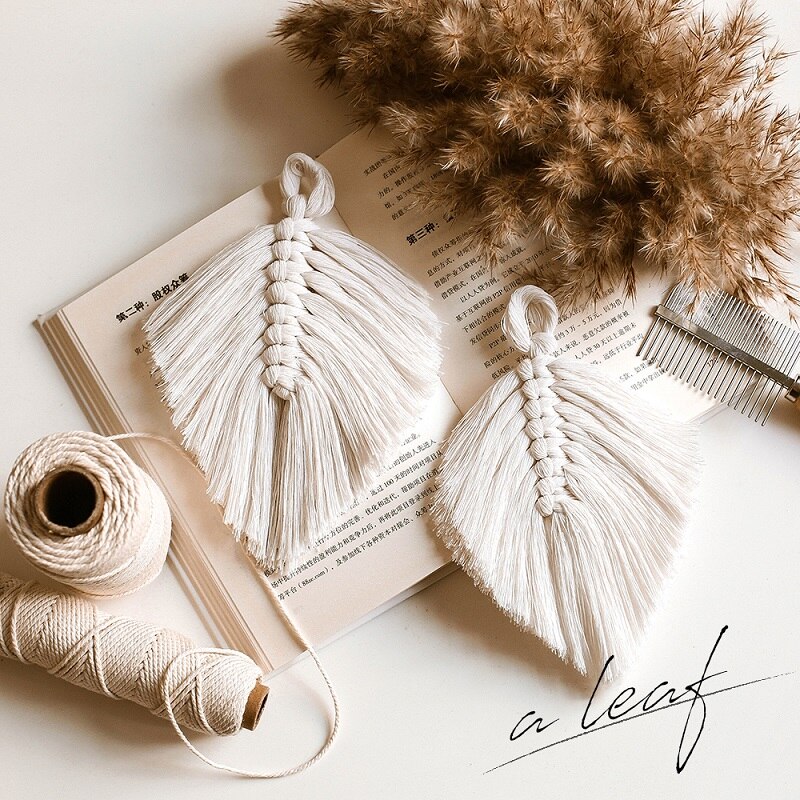 Macrame Mini Leaf Tapestry Boho Wall-Hanging Tassel Bedroom Decoration Mandala Home Pendant