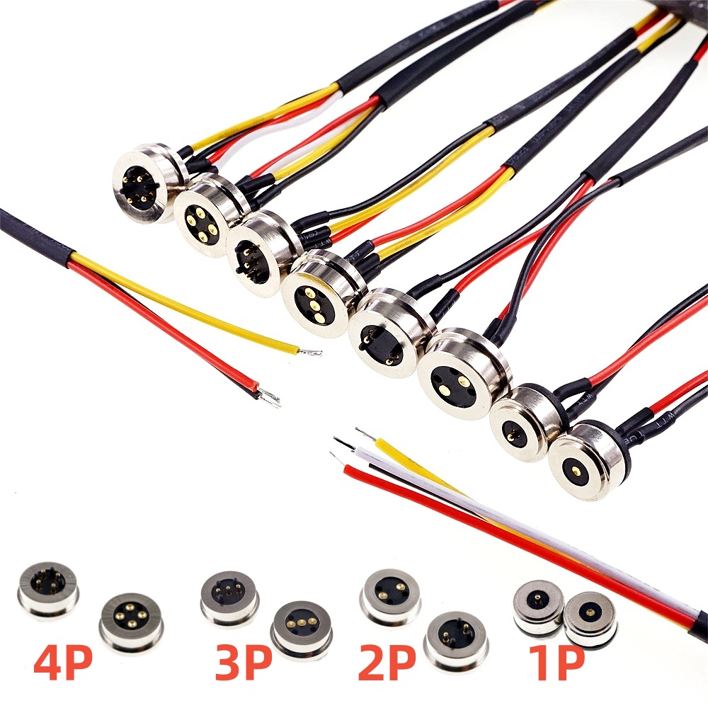 1 par de conector Pin Pogo magnético de forma Circular 1, 2, 3, 4, 5 polos, sonda macho hembra, perfil redondo de carga de energía CC