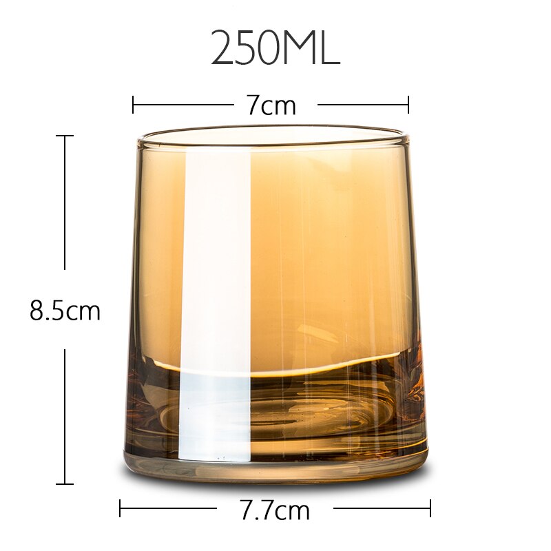 Farve whisky glas krystal glas kop gennemsigtig rav kaffe mælk te glas hjemme bar drinkware kopper: Rav