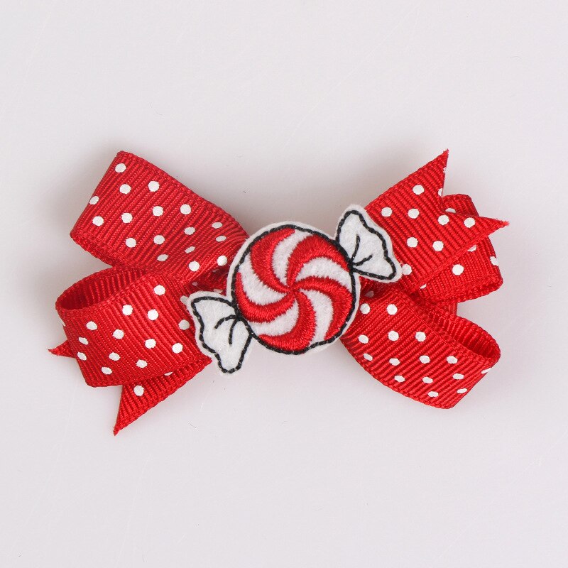 OPPOHERE Cute girl Christmas Bows Hair Clips style Glitter Elk Santa red Colors Hairpin For Kids Festival: 10
