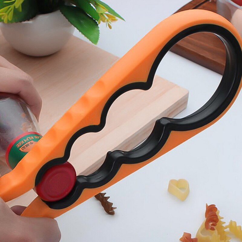 4 In 1 Lid Jar Opener Screw Cap Jar Bottle Opener Can Opener Manual Non-slip Twist Cap Bottle Launcher Opener Kitchen Gadget
