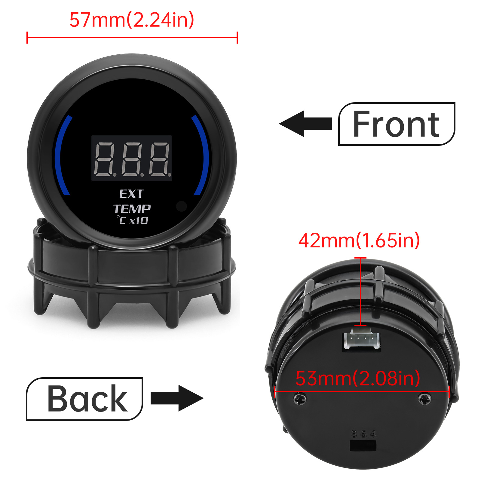 52mm Car EGT Digital Exhaust Temp Gauge with Sensor 1/8NPT Universal Exhaust Gas Temperature Meter 0-1300 Celsius Auto Gauge 12V
