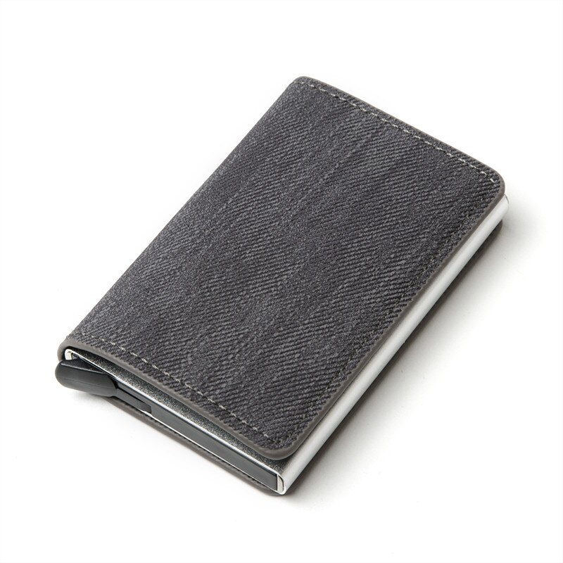 BISI GORO Slim RFID Wallet Business Card Holder Hasp Aluminum Credit Card Wallet Metal Credit Mini smart Men Purse Case: YM003 Gray
