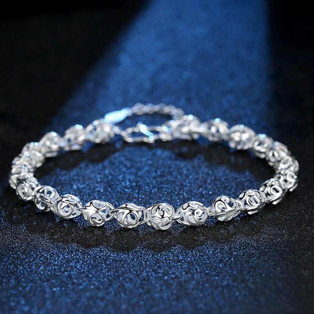 NEHZY dames bracelet en argent de rond rétro creux main bijoux bracelet longueur 18.5 + 4CM