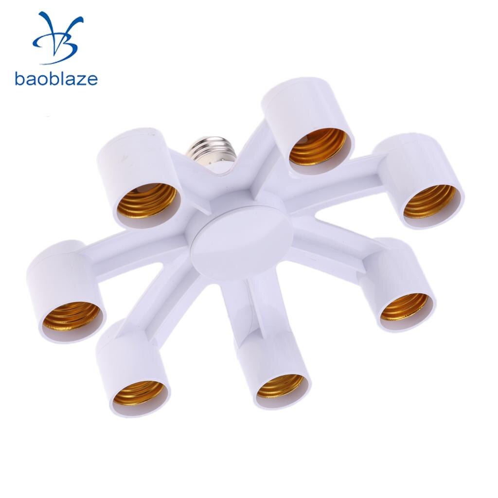 E27 Light Bulb Lamp Adapter Houder Converter Socket Base Splitter 3/4/5/6/7 In 1: 7 in 1 E27 