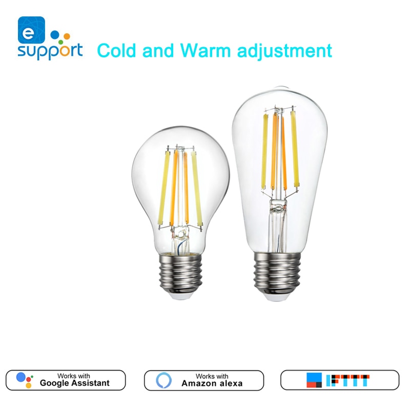 Ewelink Wifi Smart Lamp Retro Edison Licht Dimmer Lamp E27 220V 7W Filament Koud En Warm Lamp Werk met Alexa En Google Thuis