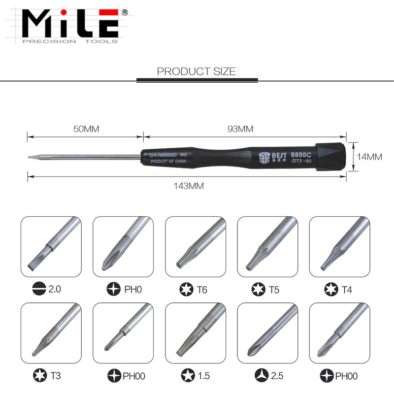 MILE Precision Screwdriver P2 P5 1.5 Pentalobe Y 2.5 Tri Wing PH00 PH000 T3 T4 T5 T6 for Macbook Air Pro CellPhone Repair Tools