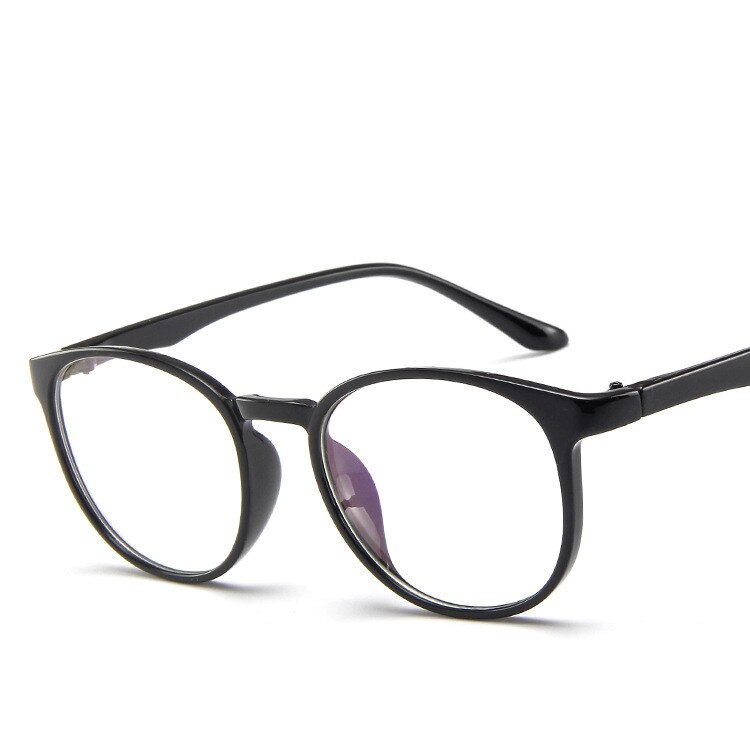 Plastic Glasses Frames Round Female Men Nerd Transparent Optical Frames Computer Glasses Frames: bright black