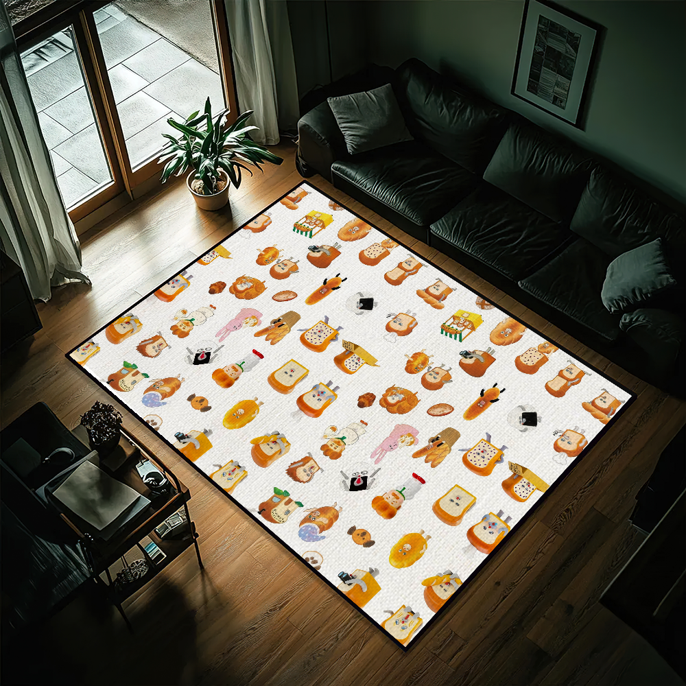 Alfombra de puerta antideslizante de dibujos animados, alfombra de cocina lavable, pan, lindo ladrón, sala de estar, pasillo, decoración de baño: 45x70cm / Borgoña