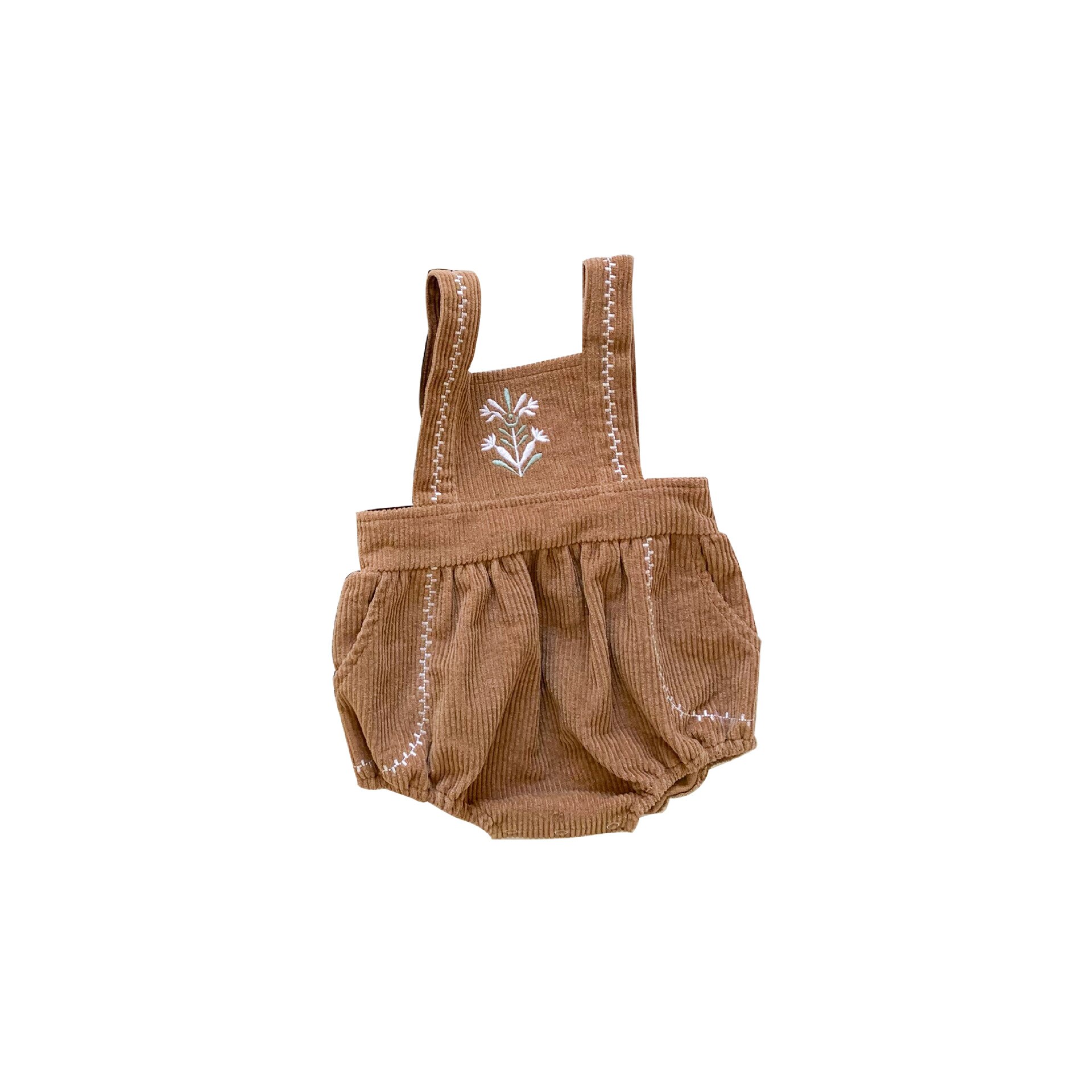 Korean One-piece Spring Kids Playsuit Cute Baby Girl Embroidered Overalls Suit Toddler Jumpsuit Overalls for Kids: khaki overall / 9M