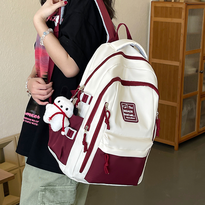 Plecak o dużej pojemności dla kobiet w stylu japońskim, kontrastowy kolor, modna marka, torba studencka, codzienna torba podróżna na komputer